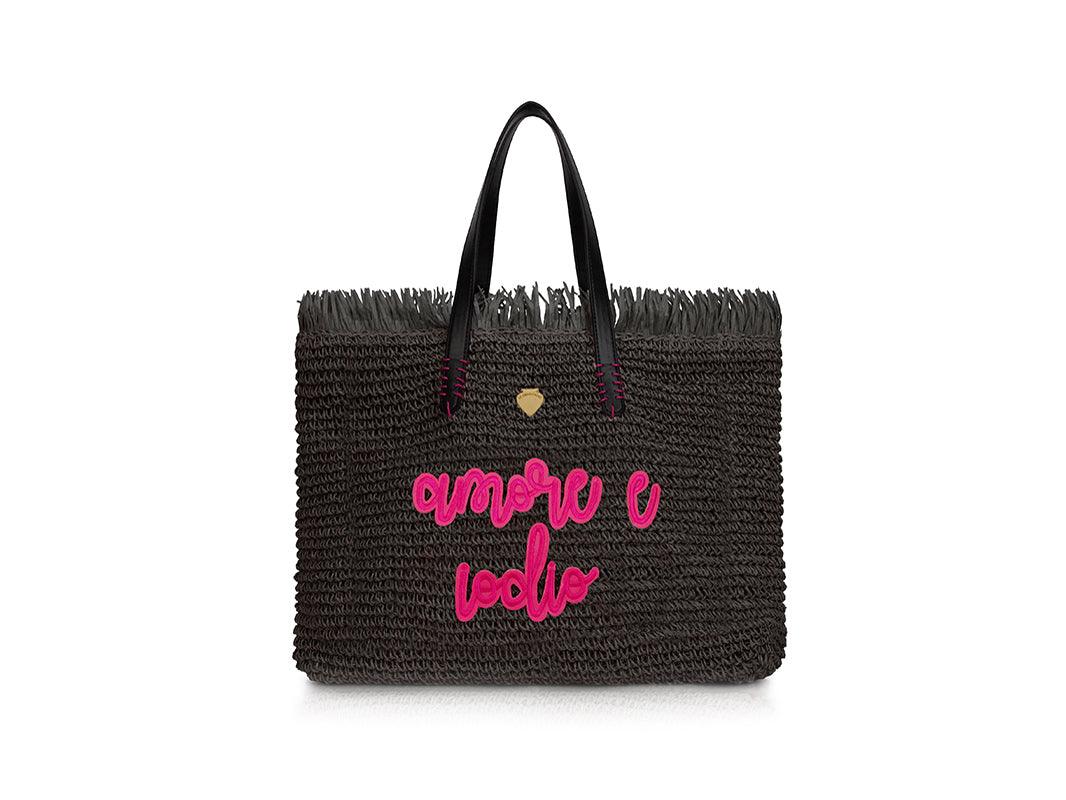 LE PANDORINE Lanzarote Bag Iodio Borsa Tessuto Nero PE22DAK02940-02 - Sandrini Calzature e Abbigliamento