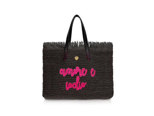 LE PANDORINE Lanzarote Bag Iodio Borsa Tessuto Nero PE22DAK02940-02 - Sandrini Calzature e Abbigliamento