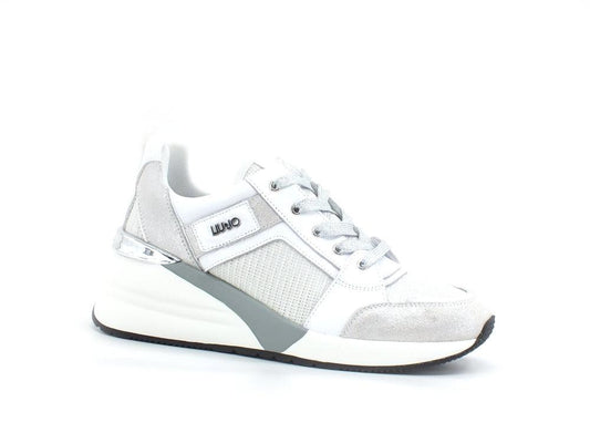 LIU JO Alyssa 01 Sneaker Lurex White Silver BA2071TX004 - Sandrini Calzature e Abbigliamento