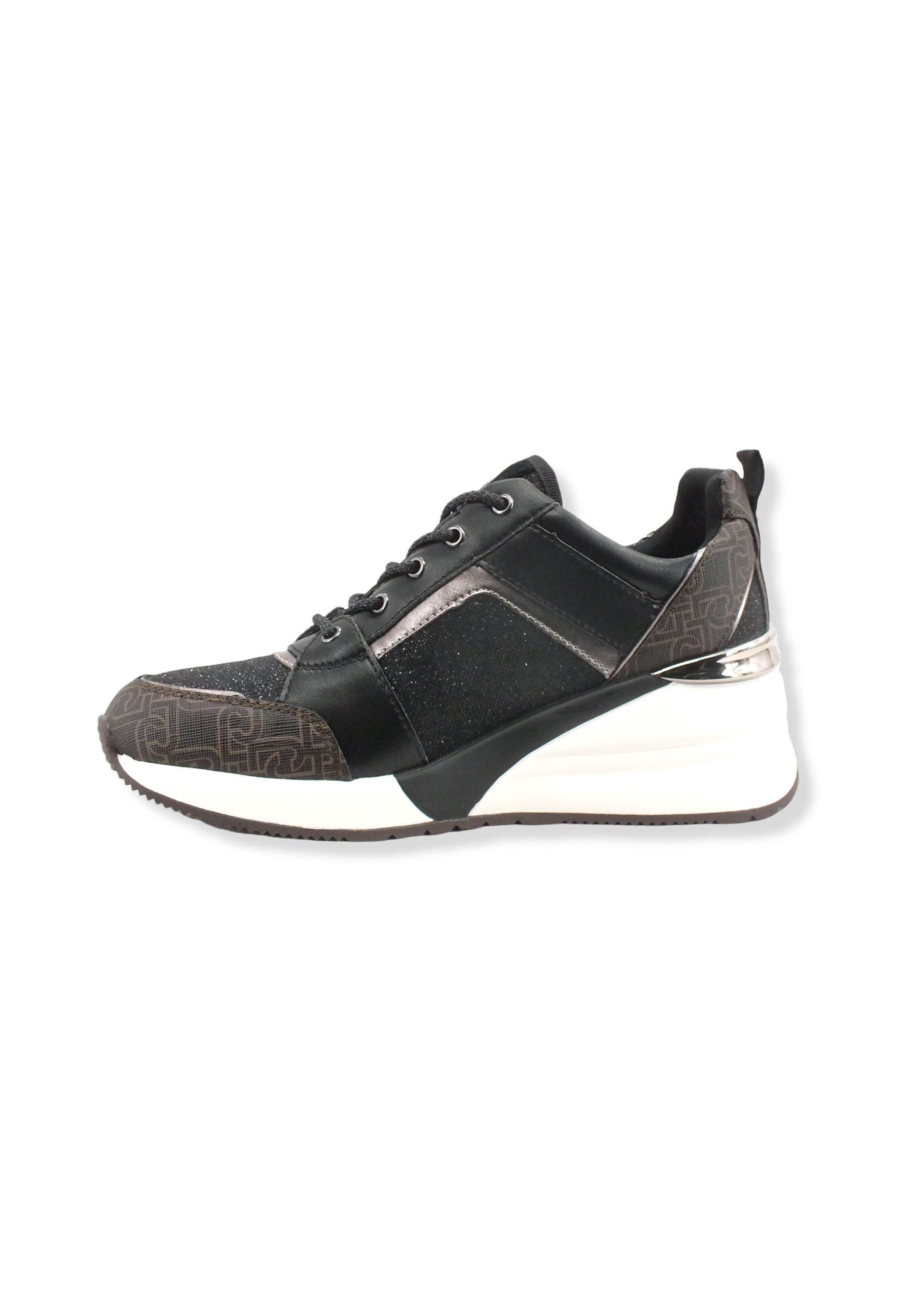 LIU JO Alyssa 01 Sneaker Zeppa Monogram Donna Brown Black BF2027TX250 - Sandrini Calzature e Abbigliamento