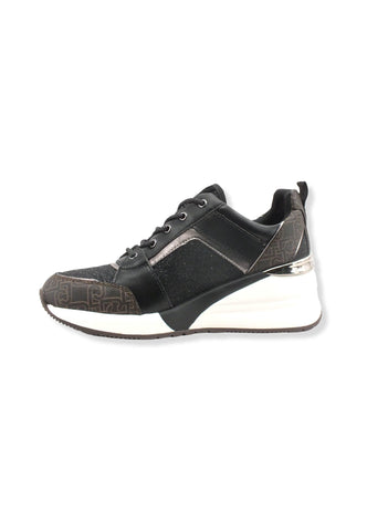 LIU JO Alyssa 01 Sneaker Zeppa Monogram Donna Brown Black BF2027TX250 - Sandrini Calzature e Abbigliamento