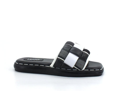 LIU JO Amelia 03 Ciabatta Spreading Black White SA2055EX014 - Sandrini Calzature e Abbigliamento