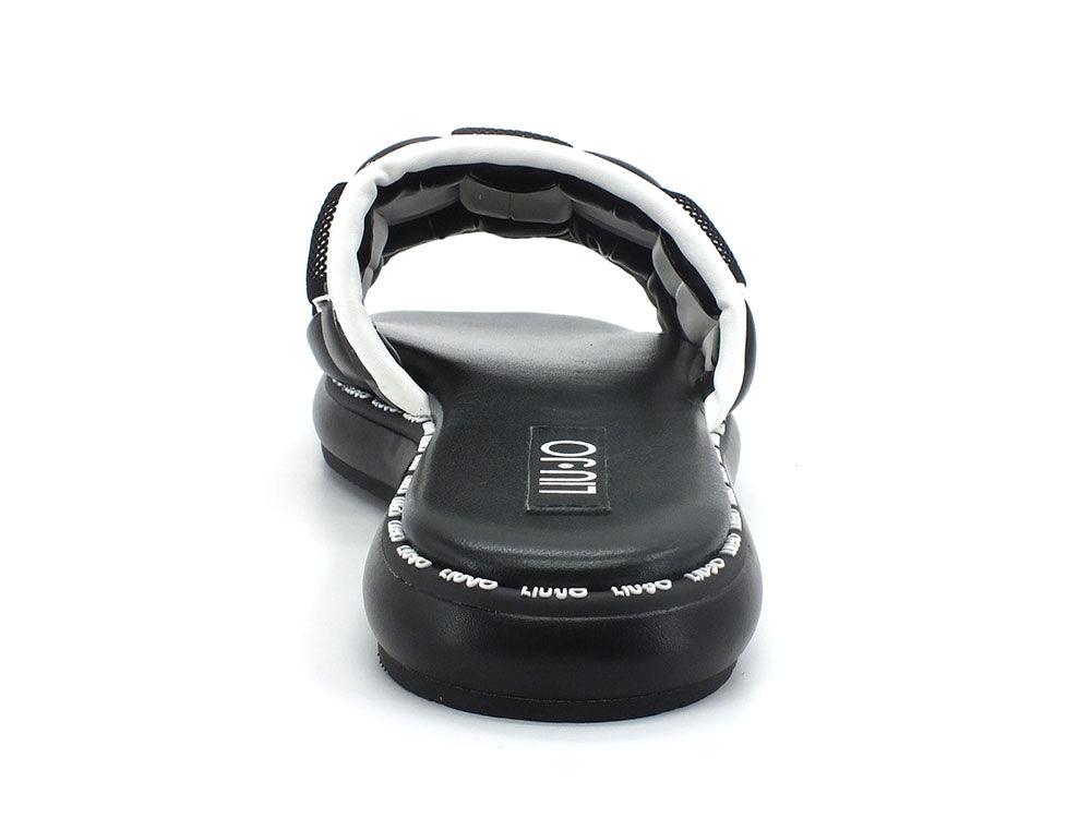 LIU JO Amelia 03 Ciabatta Spreading Black White SA2055EX014 - Sandrini Calzature e Abbigliamento
