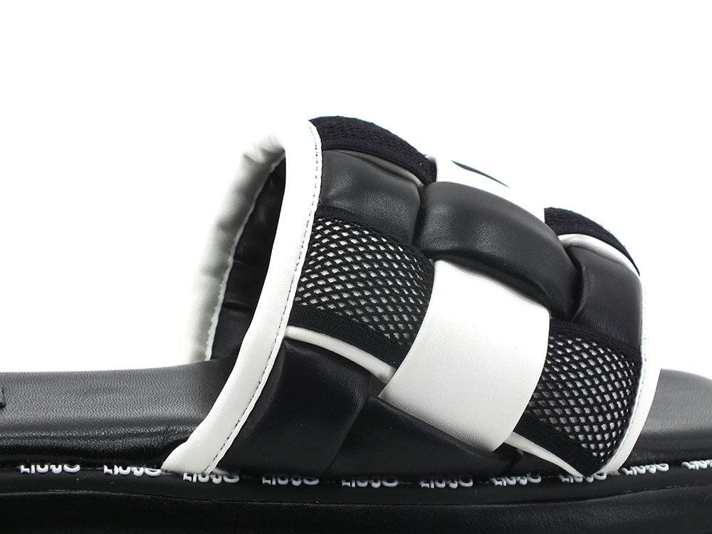 LIU JO Amelia 03 Ciabatta Spreading Black White SA2055EX014 - Sandrini Calzature e Abbigliamento