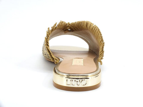 LIU JO Astra 1 Ciabatta Slipper Metallic Woven Light Gold SA1019EX095 - Sandrini Calzature e Abbigliamento