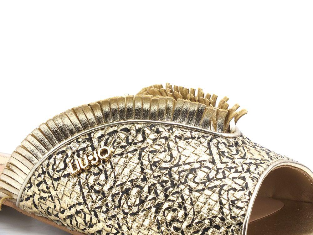 LIU JO Astra 1 Ciabatta Slipper Metallic Woven Light Gold SA1019EX095 - Sandrini Calzature e Abbigliamento