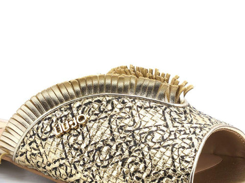 LIU JO Astra 1 Ciabatta Slipper Metallic Woven Light Gold SA1019EX095 - Sandrini Calzature e Abbigliamento