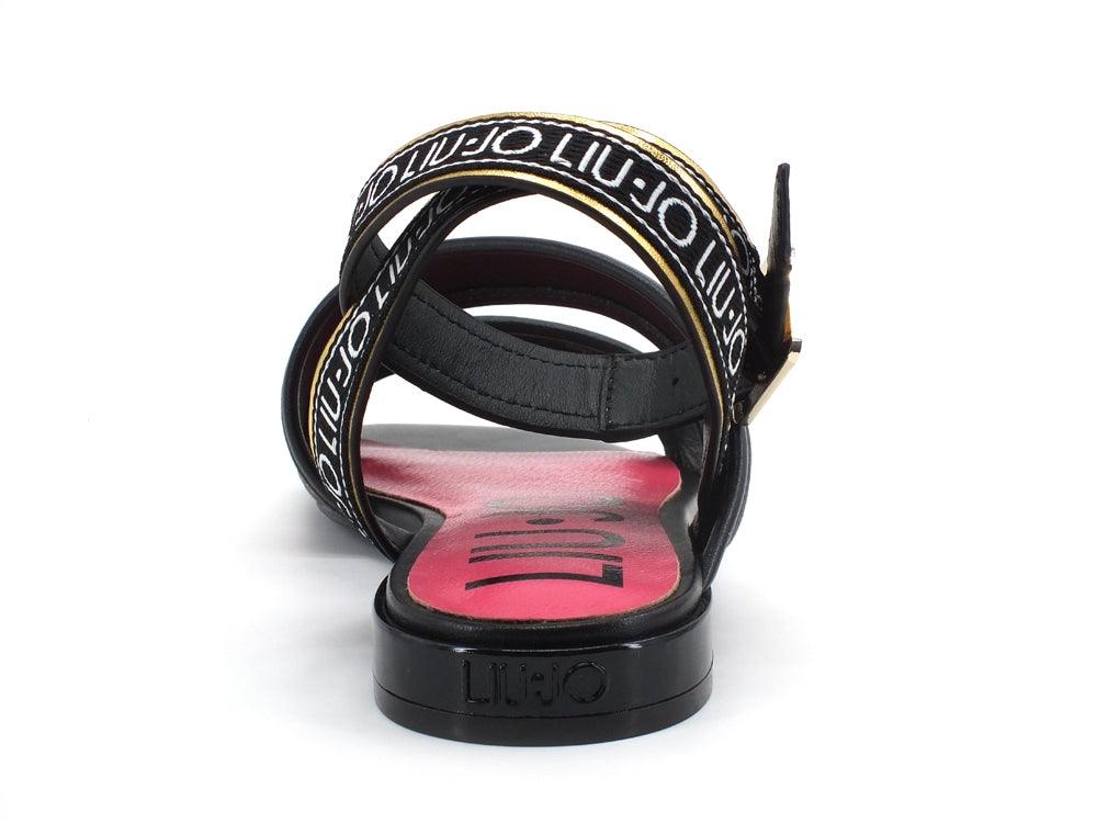 LIU JO Astra 12 Sandalo Listini Glitter Logo Black SA1027TX180 - Sandrini Calzature e Abbigliamento