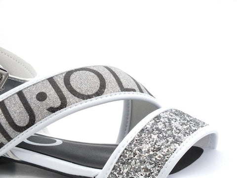 LIU JO Astra 12 Sandalo Listini Glitter Logo Silver SA1027TX180 - Sandrini Calzature e Abbigliamento