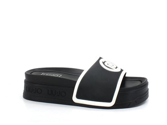 LIU JO Cecy 08 Ciabatta Slipper Platform Black White SA2287EX131 - Sandrini Calzature e Abbigliamento