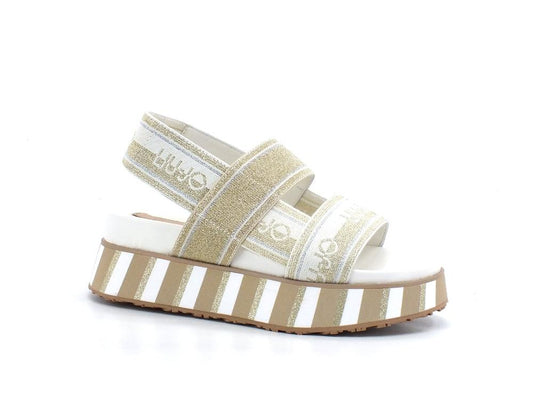 LIU JO Frida 11 Sandalo Flat Form Light Gold SA2163TX022 - Sandrini Calzature e Abbigliamento