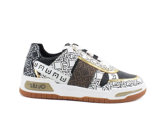 LIU JO Gyn 05 Sneaker Logo Printed White Black BA1043EX057 - Sandrini Calzature e Abbigliamento