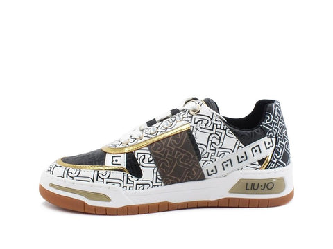 LIU JO Gyn 05 Sneaker Logo Printed White Black BA1043EX057 - Sandrini Calzature e Abbigliamento