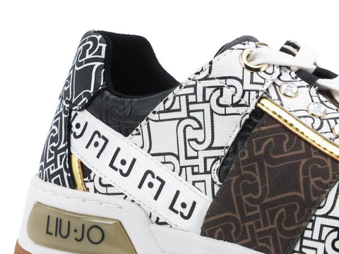 LIU JO Gyn 05 Sneaker Logo Printed White Black BA1043EX057 - Sandrini Calzature e Abbigliamento