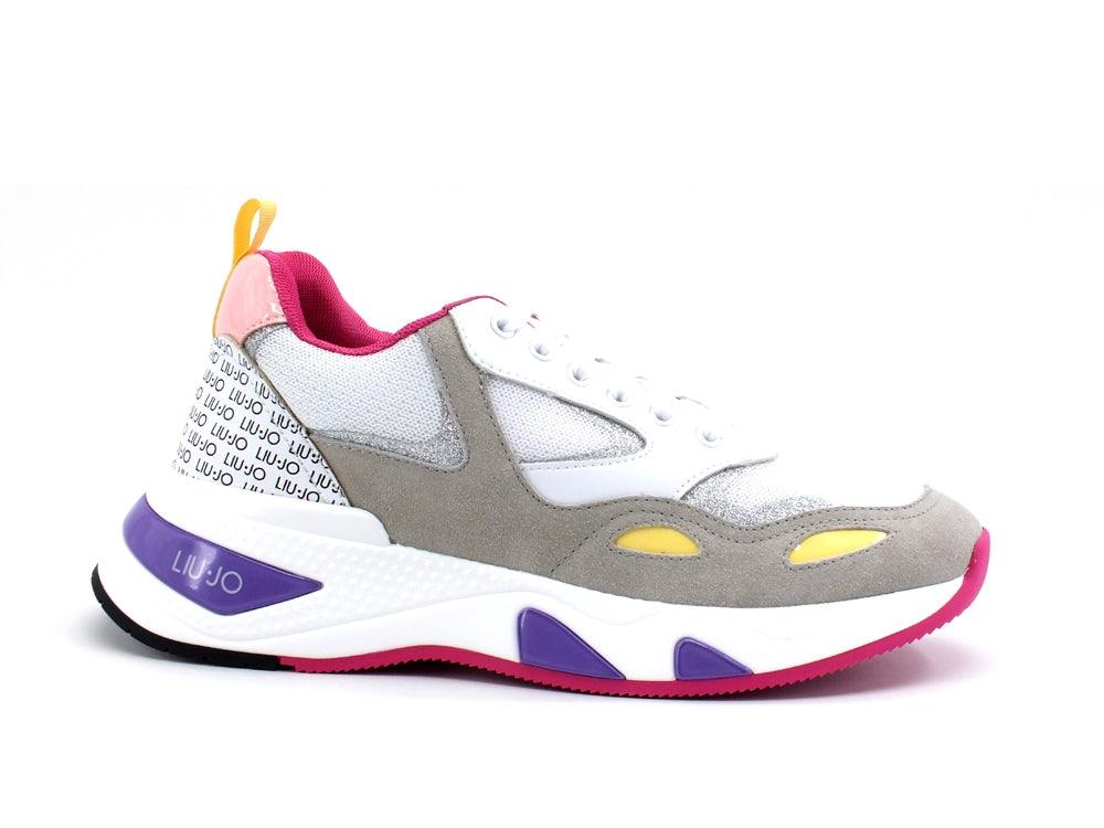 LIU JO Hoa 01 Sneakers Donna Glitter Plaster White Multi BF0017PX097 - Sandrini Calzature e Abbigliamento