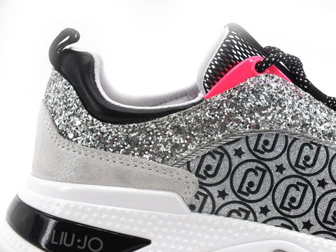 LIU JO Hoa 16 Sneaker Glitter Logo Silver - Sandrini Calzature e Abbigliamento