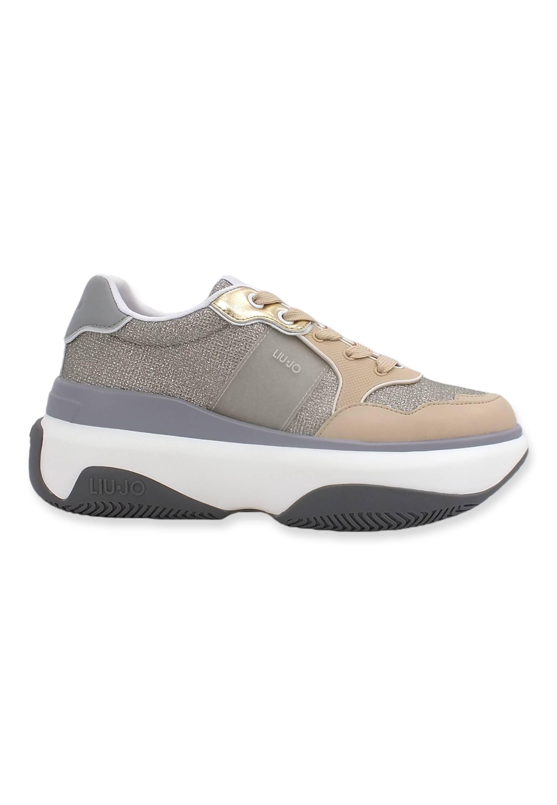 LIU JO June 02 Sneaker Donna Glitter Beige Nude BF2141TX179 - Sandrini Calzature e Abbigliamento