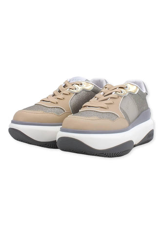 LIU JO June 02 Sneaker Donna Glitter Beige Nude BF2141TX179 - Sandrini Calzature e Abbigliamento