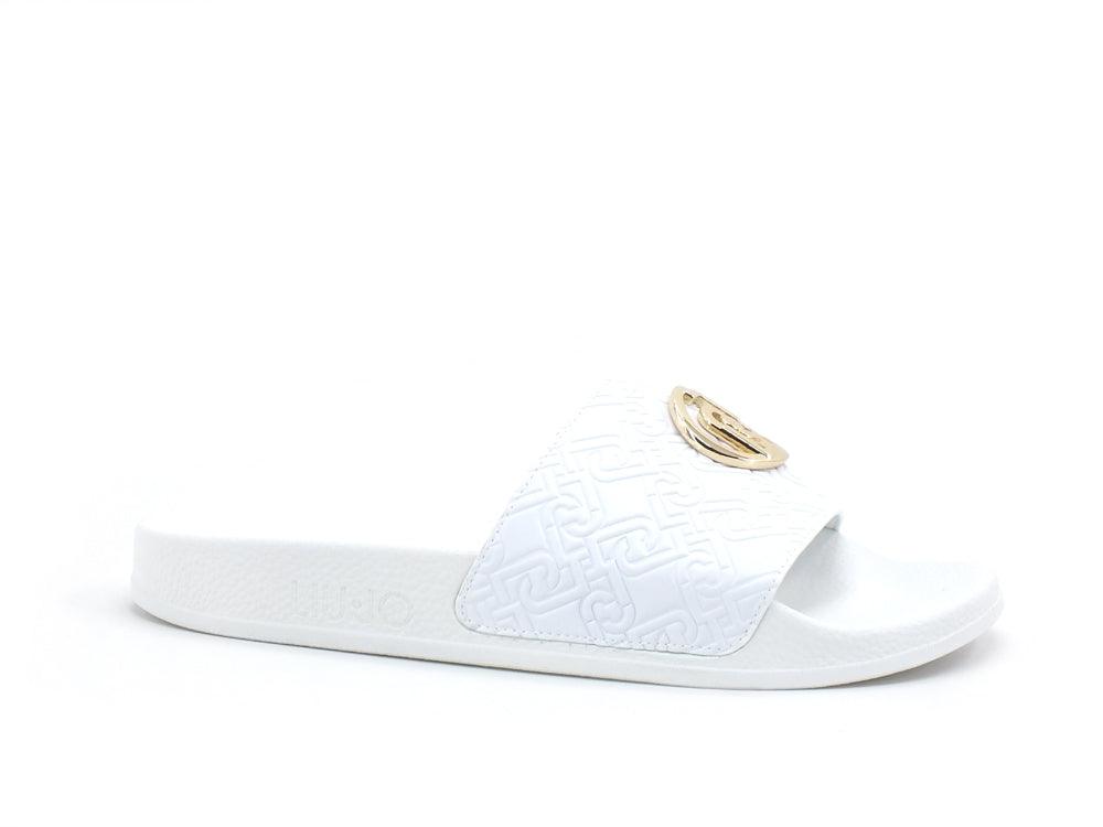 LIU JO Kos 1 Ciabatta Slipper Fascia Logo White BA1089EX098 - Sandrini Calzature e Abbigliamento