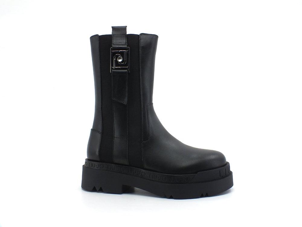 LIU JO Love 10 Stivale Boot Pelle Elastici Logo Black SF1065P0102 - Sandrini Calzature e Abbigliamento