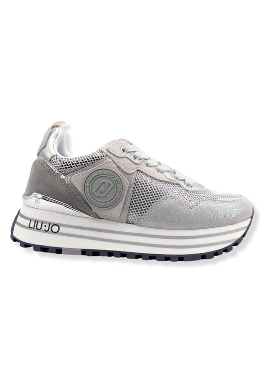 LIU JO Maxi Wonder 01 Glitter Sneaker Donna Silver BF2095PX253 - Sandrini Calzature e Abbigliamento