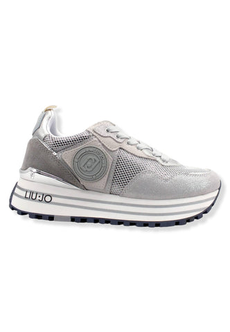 LIU JO Maxi Wonder 01 Glitter Sneaker Donna Silver BF2095PX253 - Sandrini Calzature e Abbigliamento