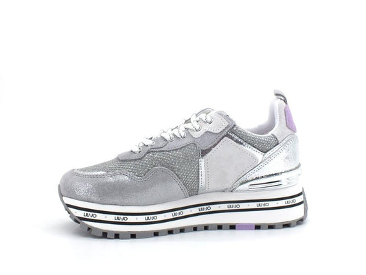 LIU JO Maxi Wonder 1 Sneaker Cow Suede Glitter Silver BA2051PX226 - Sandrini Calzature e Abbigliamento