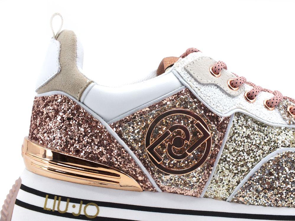 LIU JO Maxi Wonder 1 Sneaker Multi Glitter Rose Gold BA2051TX007 - Sandrini Calzature e Abbigliamento