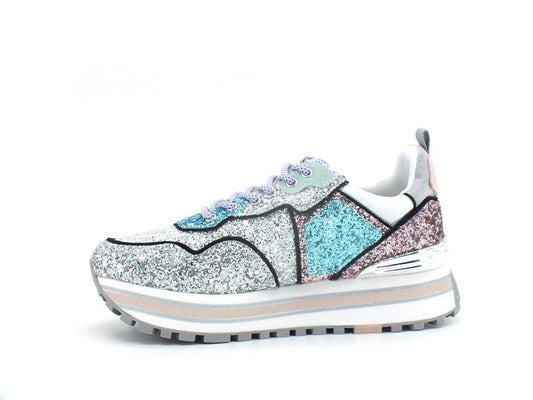 LIU JO Maxi Wonder 1 Sneaker Multi Glitter Silver BA2051TX007 - Sandrini Calzature e Abbigliamento