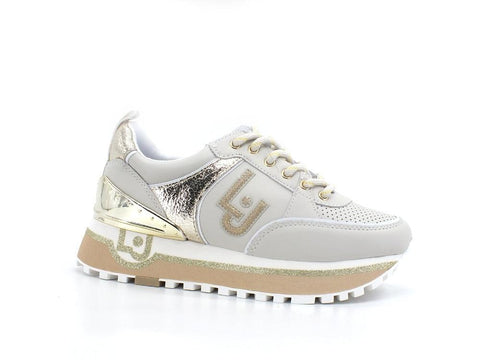 LIU JO Maxi Wonder 20 Sneaker Calf Bicolor Milk Gold BA2055PX100 - Sandrini Calzature e Abbigliamento