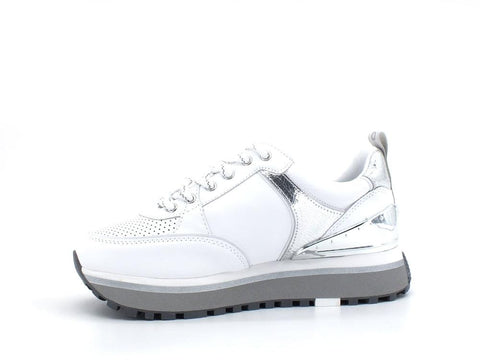 LIU JO Maxi Wonder 20 Sneaker Calf Loghi White Silver BA2055PX100 - Sandrini Calzature e Abbigliamento