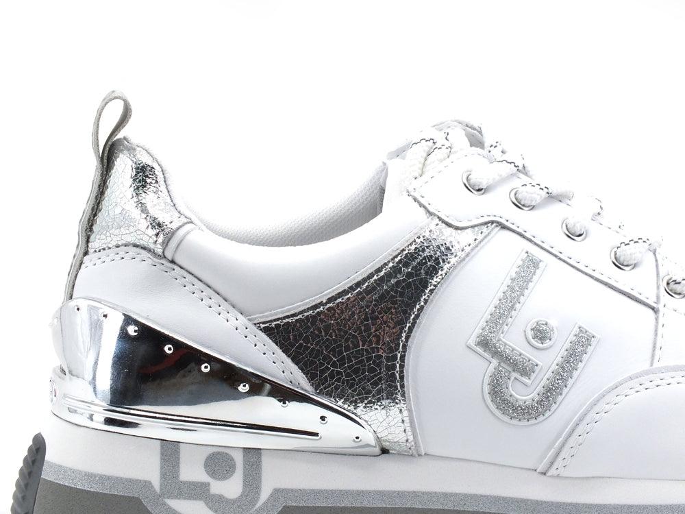 LIU JO Maxi Wonder 20 Sneaker Calf Loghi White Silver BA2055PX100 - Sandrini Calzature e Abbigliamento