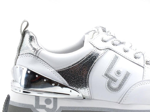 LIU JO Maxi Wonder 20 Sneaker Calf Loghi White Silver BA2055PX100 - Sandrini Calzature e Abbigliamento