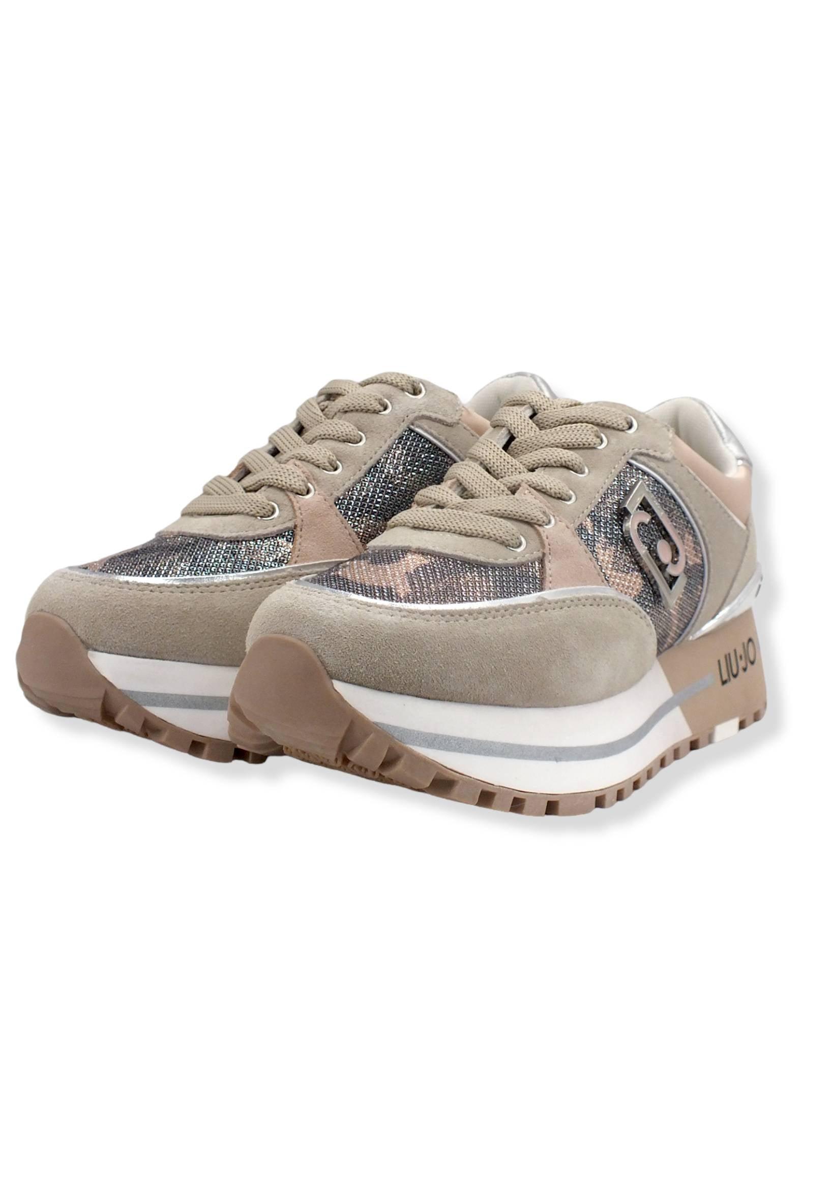 LIU JO Maxi Wonder 20 Sneaker Donna Camouflage Beige Daino Phard BF2097PX255 - Sandrini Calzature e Abbigliamento