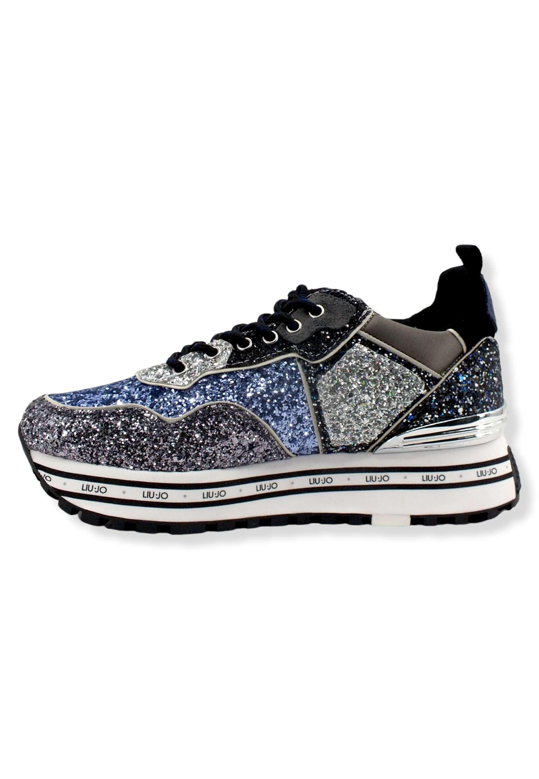 LIU JO Maxi Wonder 24 Glitter Sneaker Donna Blue BF2103TX007 - Sandrini Calzature e Abbigliamento