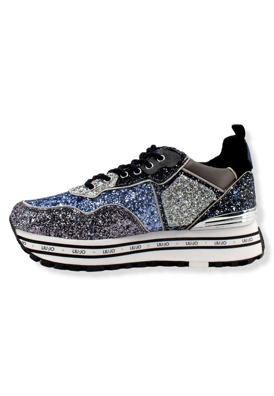 LIU JO Maxi Wonder 24 Glitter Sneaker Donna Blue BF2103TX007 - Sandrini Calzature e Abbigliamento