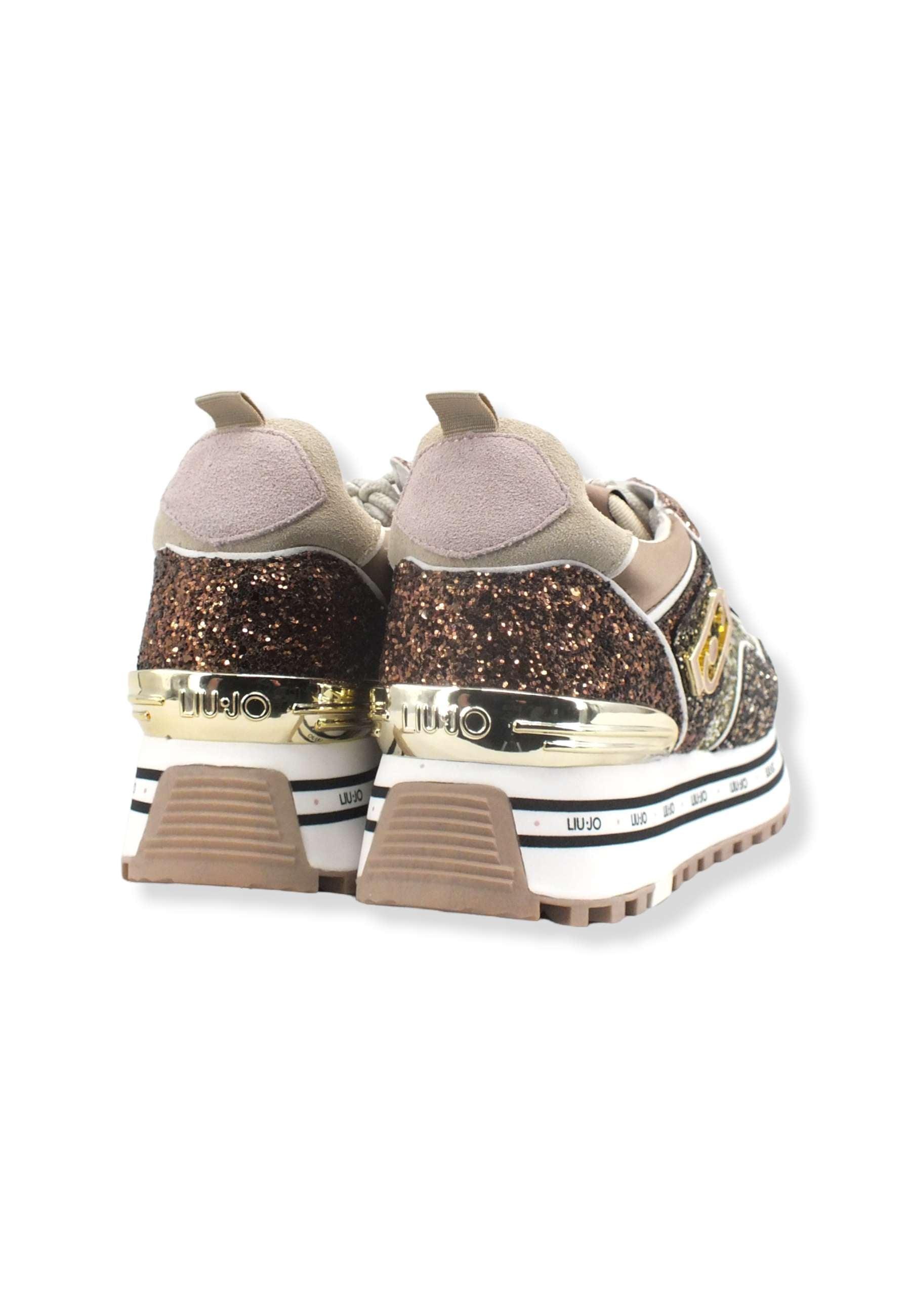 LIU JO Maxi Wonder 24 Glitter Sneaker Donna Light Gold BF2103TX007 - Sandrini Calzature e Abbigliamento