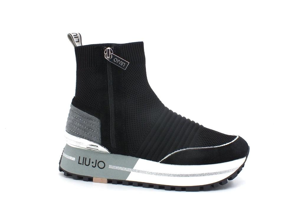 LIU JO Maxi Wonder 37 Knit Mid Cow Sneaker Black BA2063TX145 - Sandrini Calzature e Abbigliamento