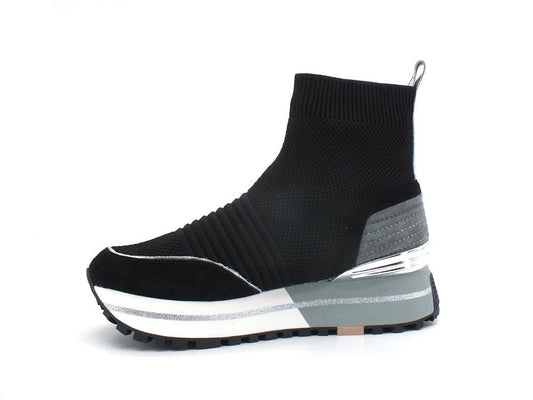 LIU JO Maxi Wonder 37 Knit Mid Cow Sneaker Black BA2063TX145 - Sandrini Calzature e Abbigliamento