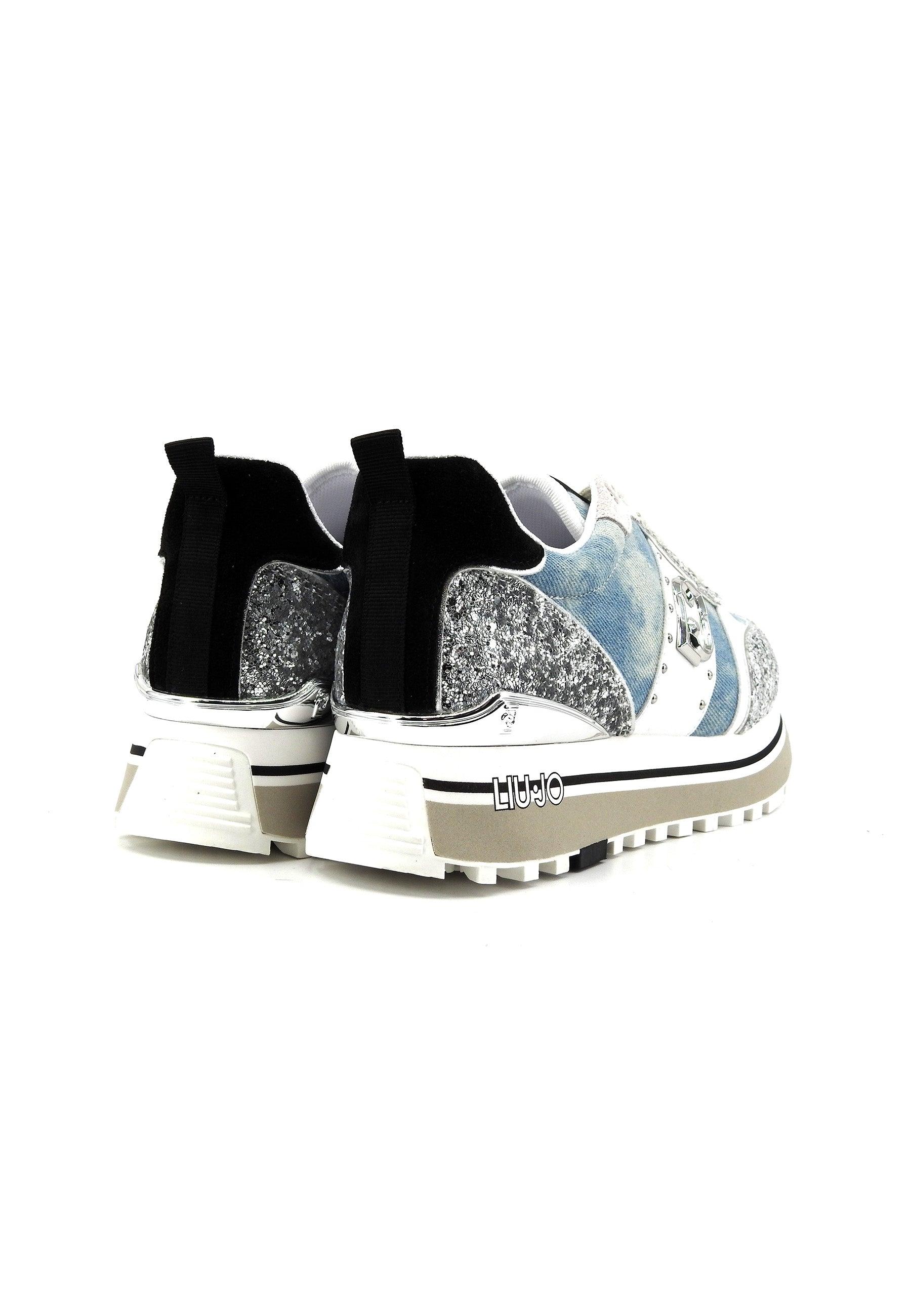 LIU JO Maxi Wonder 71 Sneaker Donna Denim Silver BA4055TX393 - Sandrini Calzature e Abbigliamento