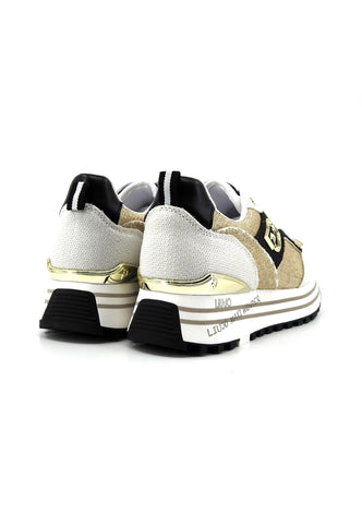 LIU JO Maxi Wonder 73 Sneaker Paillettes Donna White Black Gold BA4059TX055 - Sandrini Calzature e Abbigliamento
