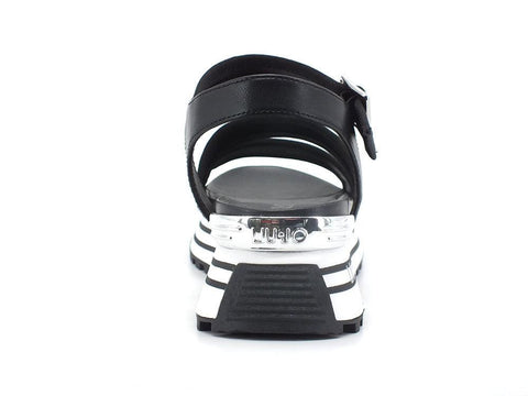 LIU JO Maxi Wonder Sandal 15 Sandalo Glitter Silver Black BA2147TX053 - Sandrini Calzature e Abbigliamento