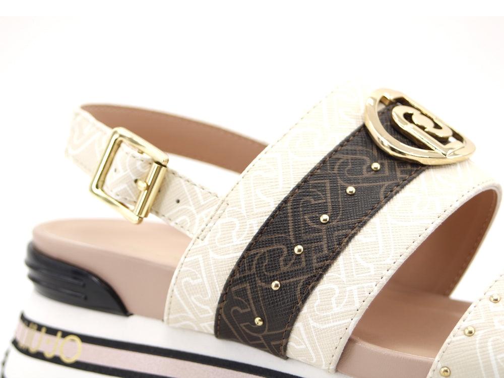 LIU JO Maxi Wonder Sandal 8 Fasce Logo White Milk BA1075EX057 - Sandrini Calzature e Abbigliamento