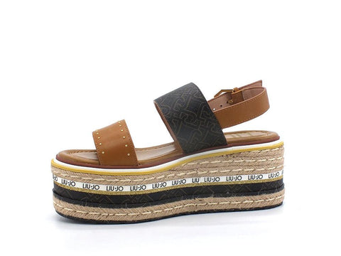 LIU JO Noemi 01 Sandalo Flat Form Pelle Brown SA2177P0102 - Sandrini Calzature e Abbigliamento