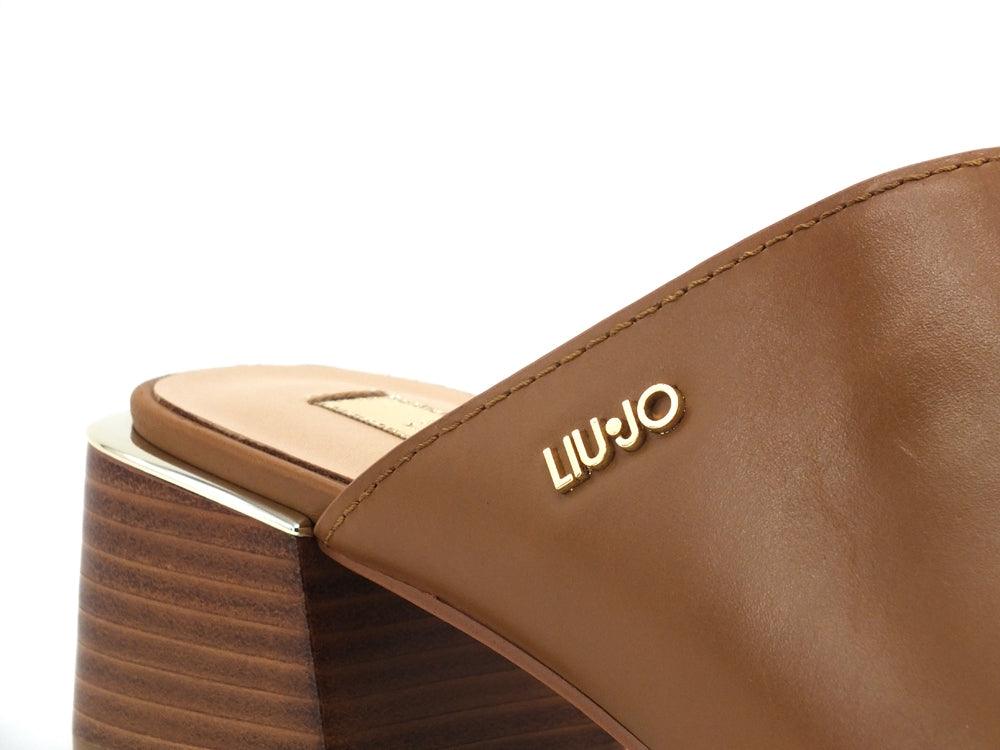 LIU JO Palma 1 Slipper Sabot Ciabatta Tacco Open Toe Tan SA1119PX152 - Sandrini Calzature e Abbigliamento