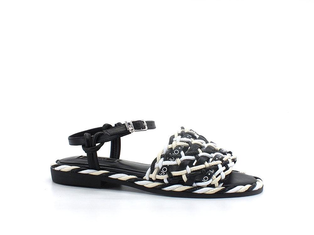 LIU JO Pepita 06 Sandalo Spreading Bicolor Black White SA2143EX014 - Sandrini Calzature e Abbigliamento