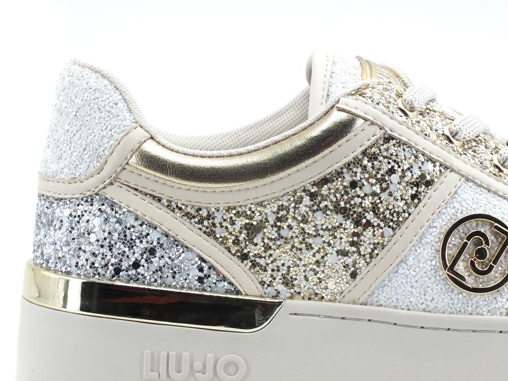 LIU JO Silvia 53 Sneaker Glitter Multi White Gold Silver BA2009TX007 - Sandrini Calzature e Abbigliamento