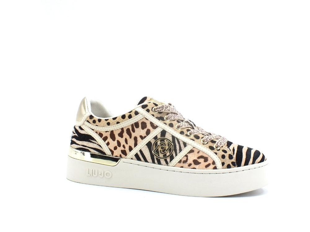 LIU JO Silvia 53 Sneaker Pony Leather Black Maculato BA2009PX008 - Sandrini Calzature e Abbigliamento