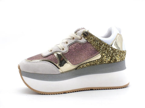 LIU JO Super Maxi Wonder 2 Sneaker Glitter Platform Rose Gold BF1041TX202 - Sandrini Calzature e Abbigliamento
