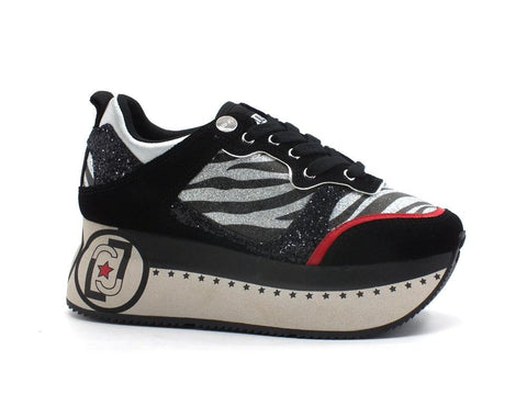 LIU JO Super Maxi Wonder 2 Sneaker Glitter Platform Zebra Silver BF1041TX198 - Sandrini Calzature e Abbigliamento